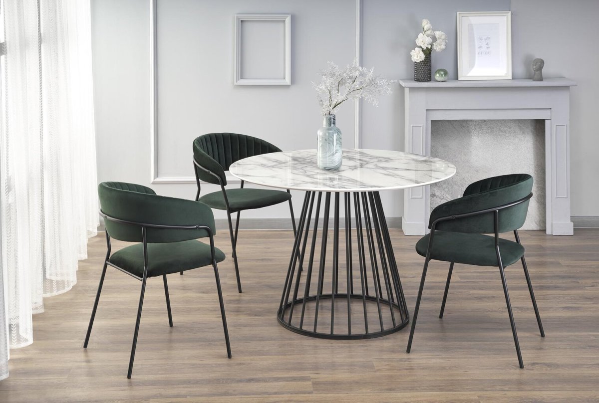 Mesa redonda BRODWAY –  mármore branco / preto