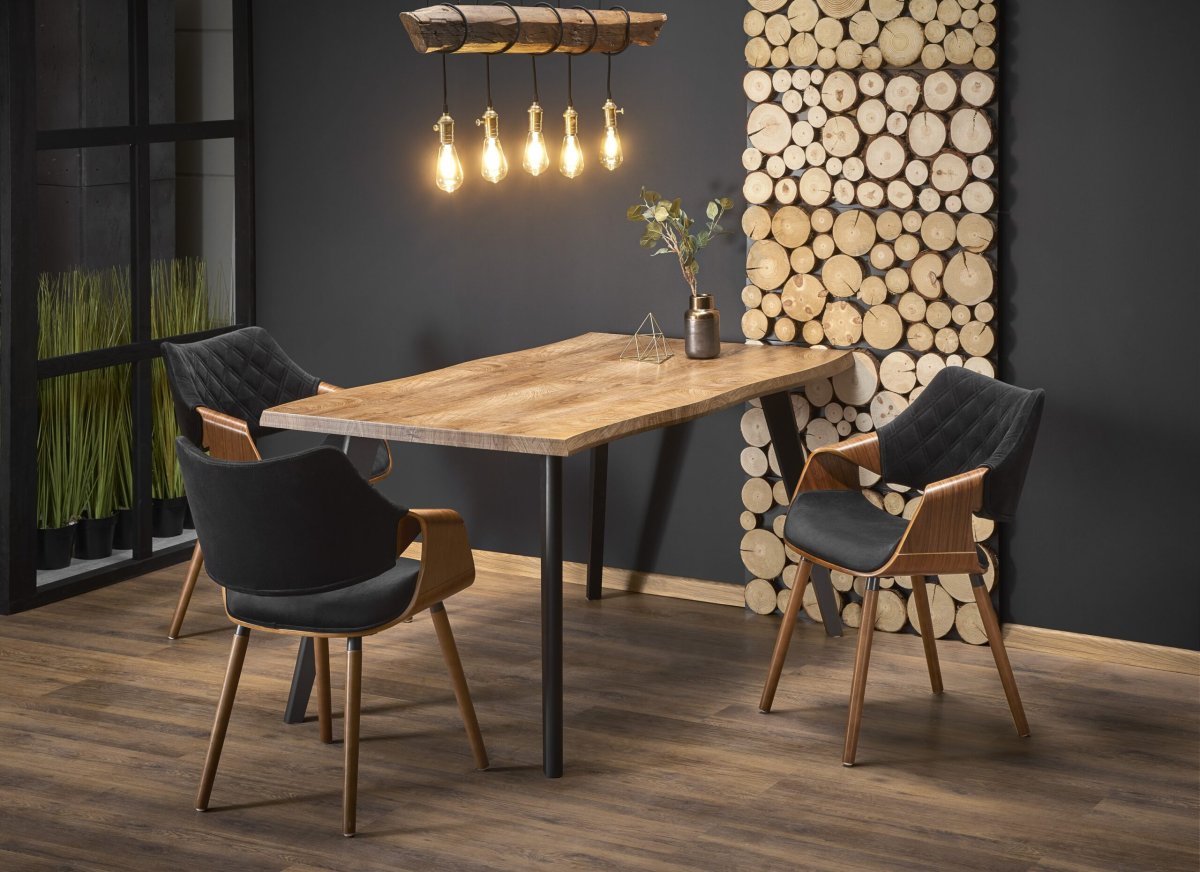 Mesa extensível DICKSON – carvalho natural / preto, 150-210cm