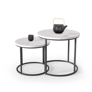 Mesa de Centro OREO – branco mármore / preto