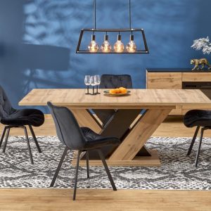Mesa extensível BRANDON – carvalho wotan / preto, 160-200cm