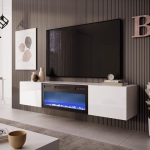Móvel TV c/lareira LIVO RTV 180 – branco