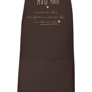 Avental – AVÓ (com nome) é amor em dobro, transforma a casa em cólo e cólo em casa (cor castanho chocolate)