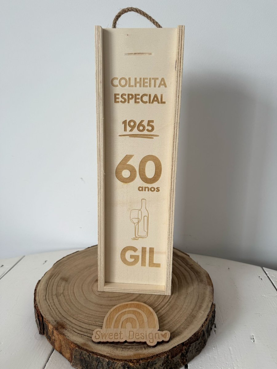 Caixa de Madeira para Garrafa Vinho – Colheita especial (65 – Sessenta e cinco anos)