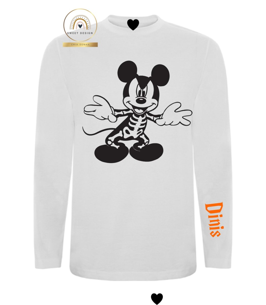 Longsleeve – Halloween – Mickey em esqueleto