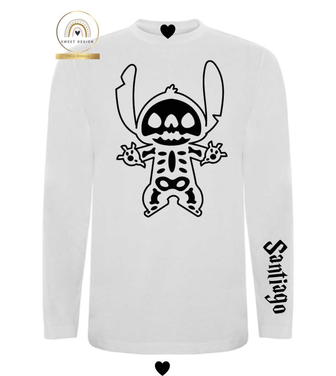Longsleeve – Halloween – Stitch em esqueleto
