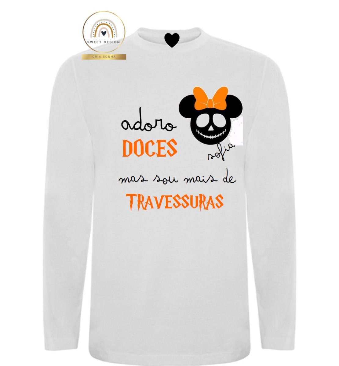 Longsleeve – Halloween – Adoro doces mas sou mais de travessuras (menina)