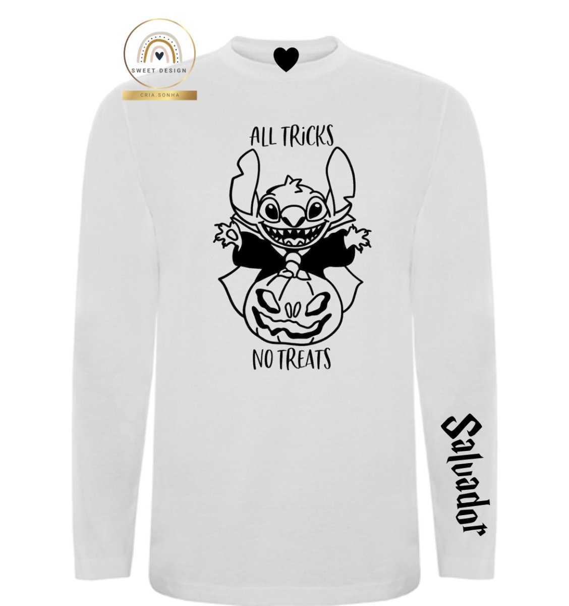 Longsleeve – Halloween – Stitch com abóbora