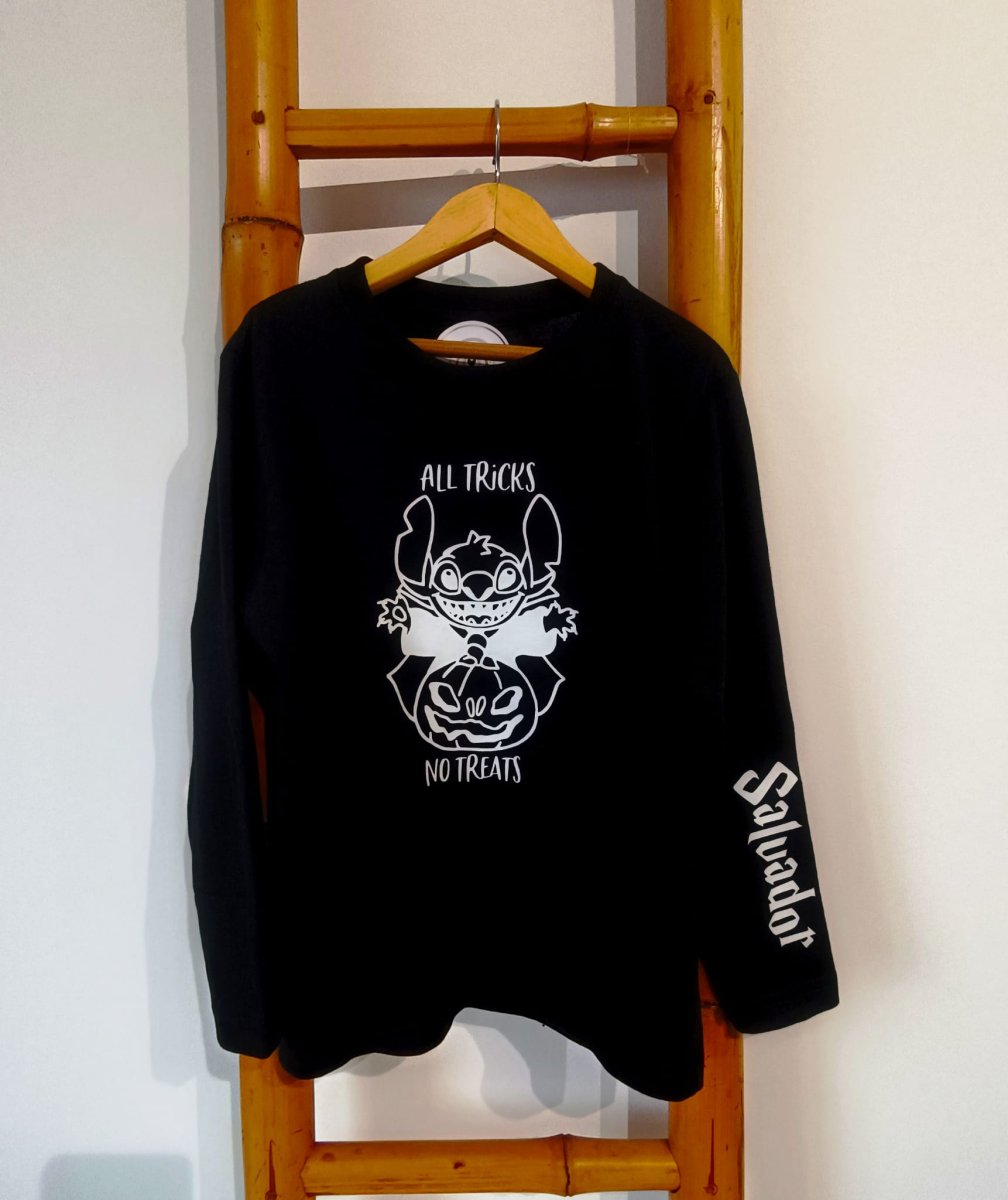 Longsleeve – Halloween – Stitch com abóbora 2