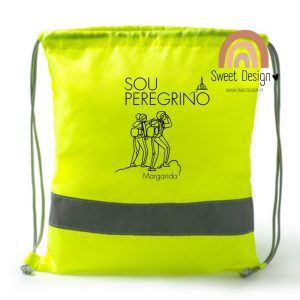 Mochila/Saco com cordoes com tiras de alta visibilidade – Sou Peregrino (com nome)