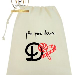 Saco Pão por Deus – Saco com inicial do nome e chupas