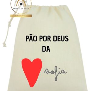 Saco Pão por Deus – Saco com nome e coração