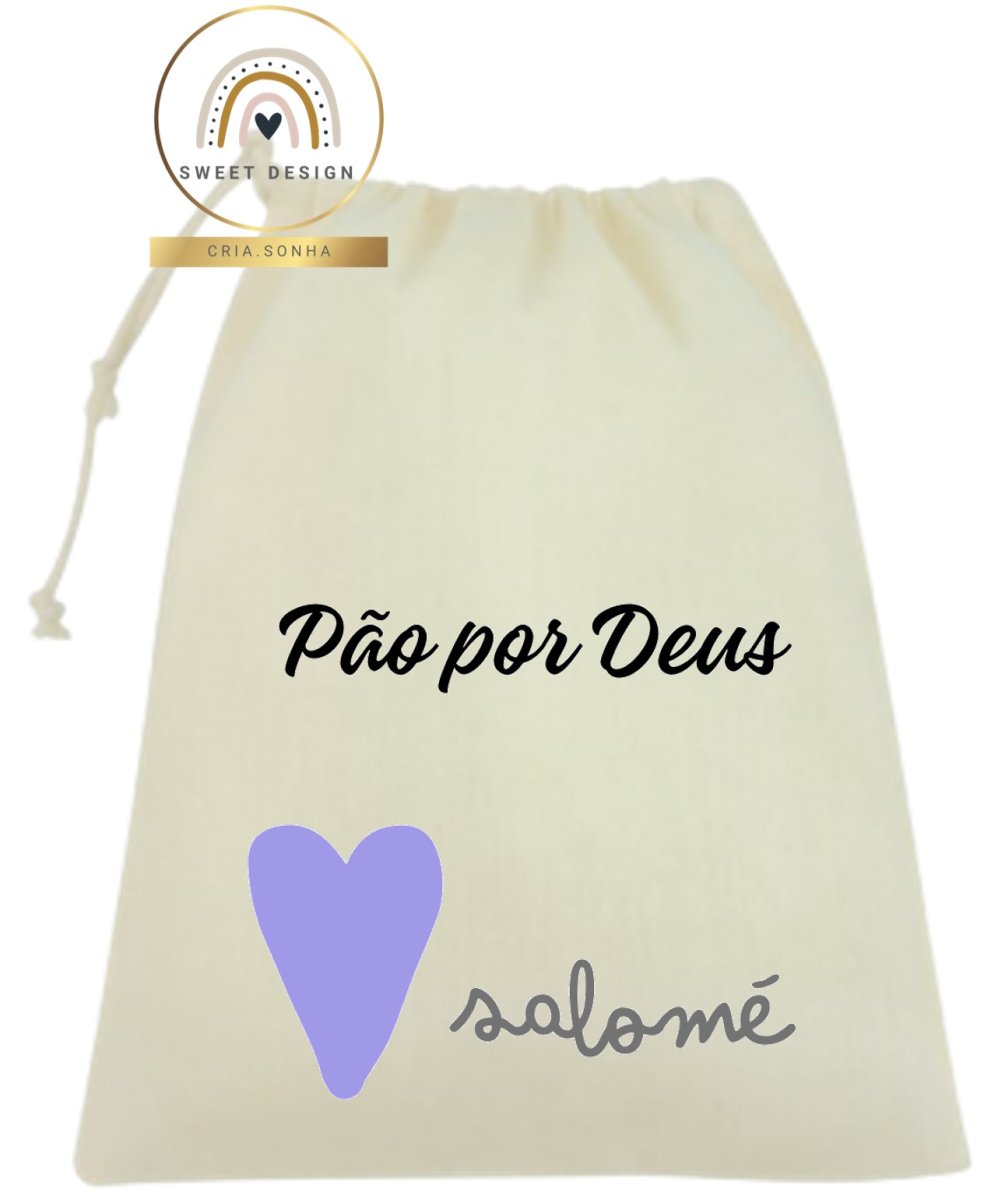 Saco Pão por Deus – Saco com nome e coração_2