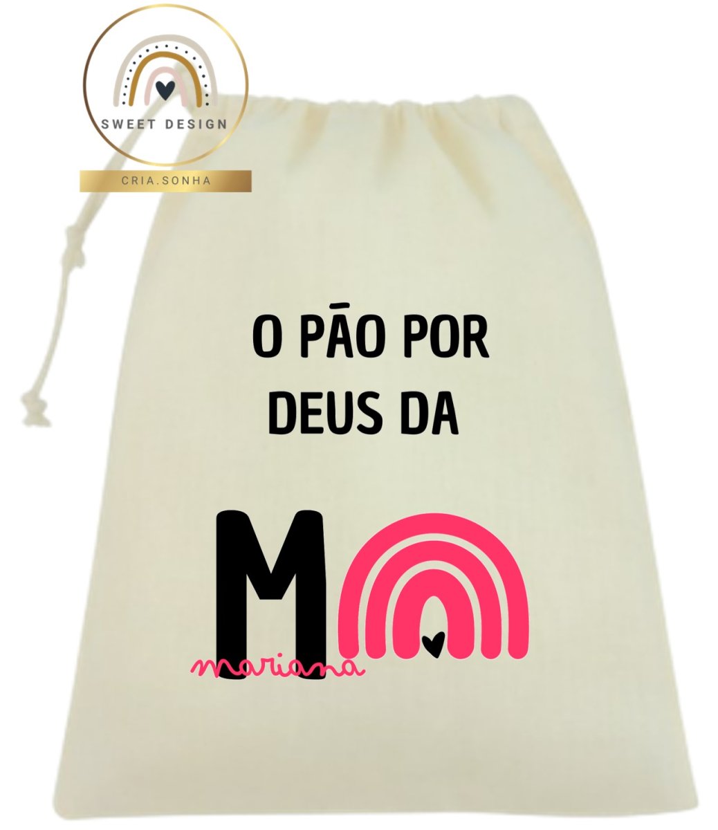 Saco Pão por Deus – Saco com nome e arco-íris_menina