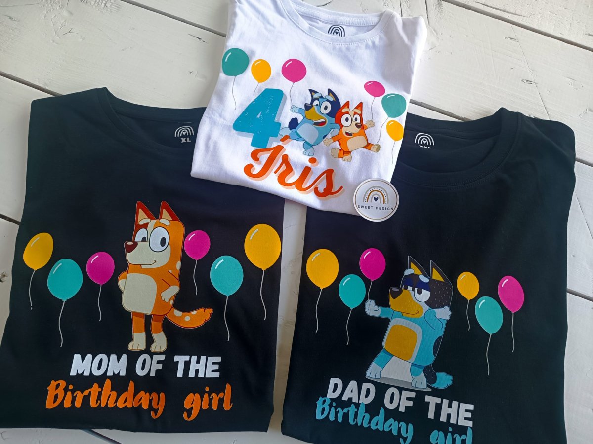 Pack Familia – Bluey com t-shirt aniversário