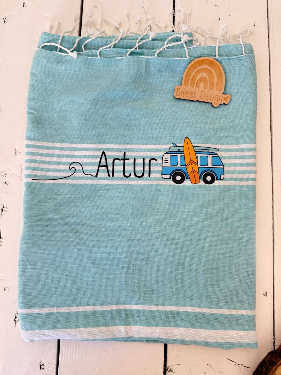 Toalha praia com carro pão de forma (com nome)