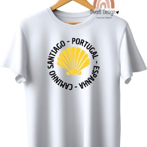 T-Shirt – Caminho de Santiago – Portugal – Espanha (Concha amarela)