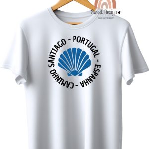 T-Shirt – Caminho de Santiago – Portugal – Espanha (Concha azul)