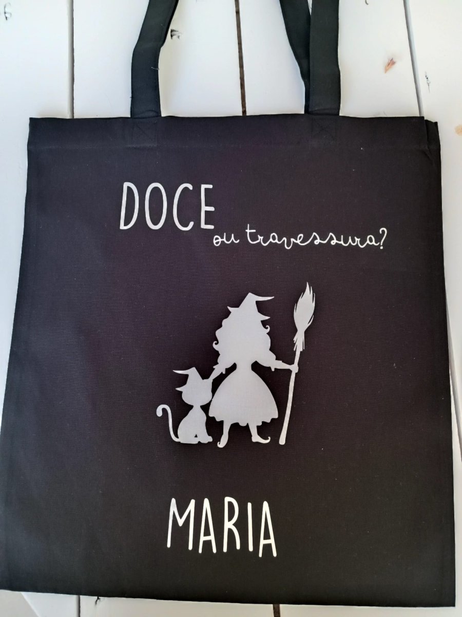 Saco Multiusos – Doce ou Travessura para menina (bruxa com gato)