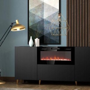 Aparador c/lareira SOFIA – Preto 181cm
