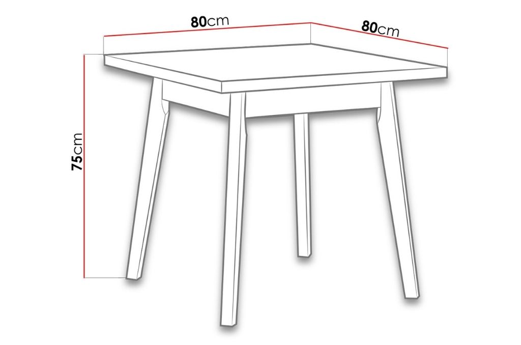Mesa quadrada CHRIS 2 – branco/sonoma, 80x80cm - Image 5