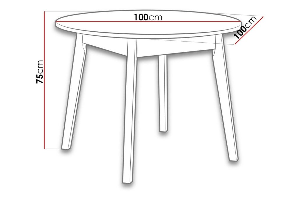 Mesa redonda CHRIS 3 – branco, 100cm - Image 5