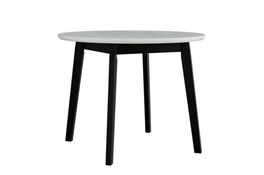 Mesa redonda CHRIS 4 – branco/preto, extensível 100 a 130cm