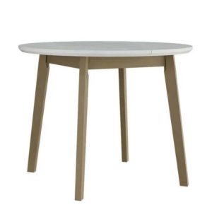 Mesa redonda CHRIS 4 – branco/sonoma, extensível 100 a 130cm