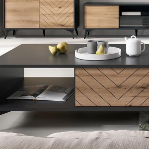Mesa de Centro JESS – Preto/Carvalho104cm