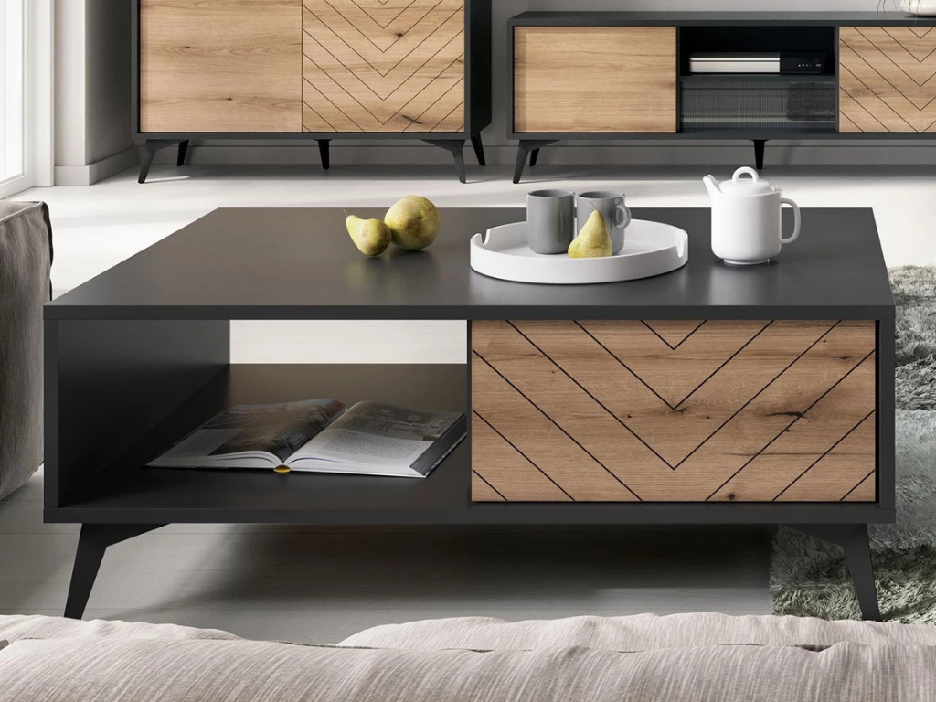 Mesa de Centro JESS – Preto/Carvalho104cm