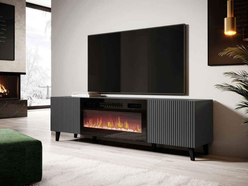 Móvel TV c/lareira PARMA – Antracite 181cm
