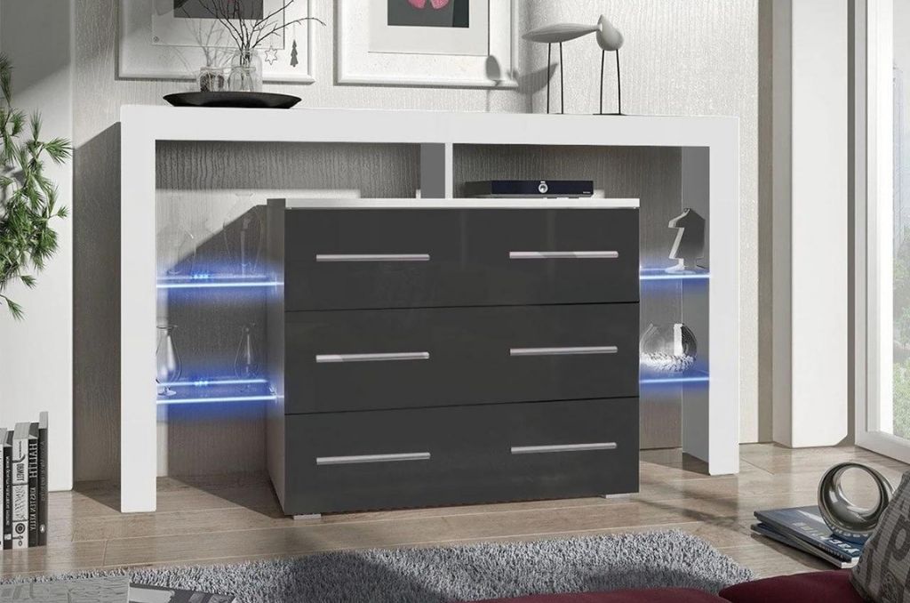 Aparador PEARSON 140cm – branco/ cinzento