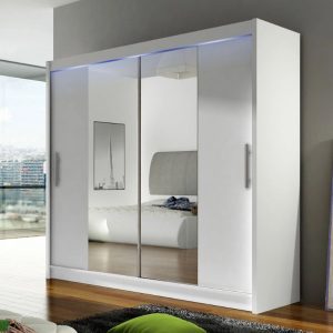 Roupeiro c/espelho SYDNEY – Branco,180x215cm