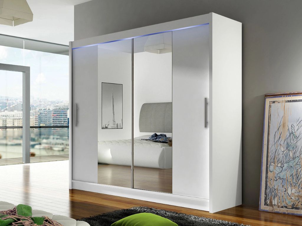 Roupeiro c/espelho SYDNEY – Branco,180x215cm