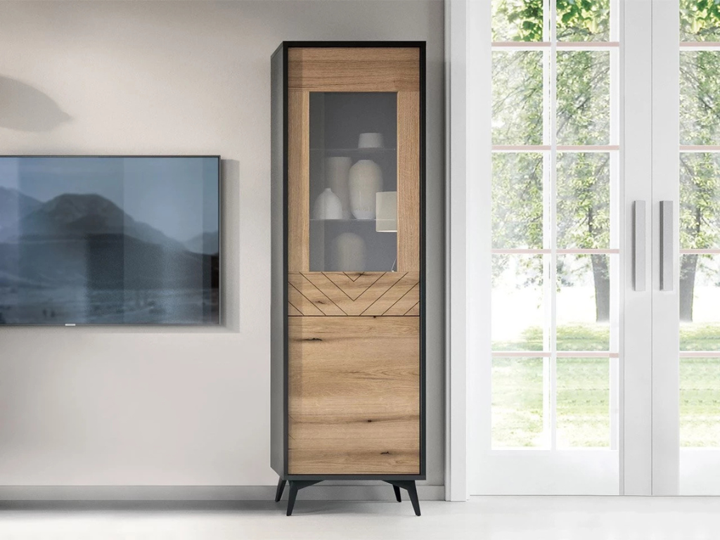 Vitrine JESS – Preto/Carvalho 54x178cm